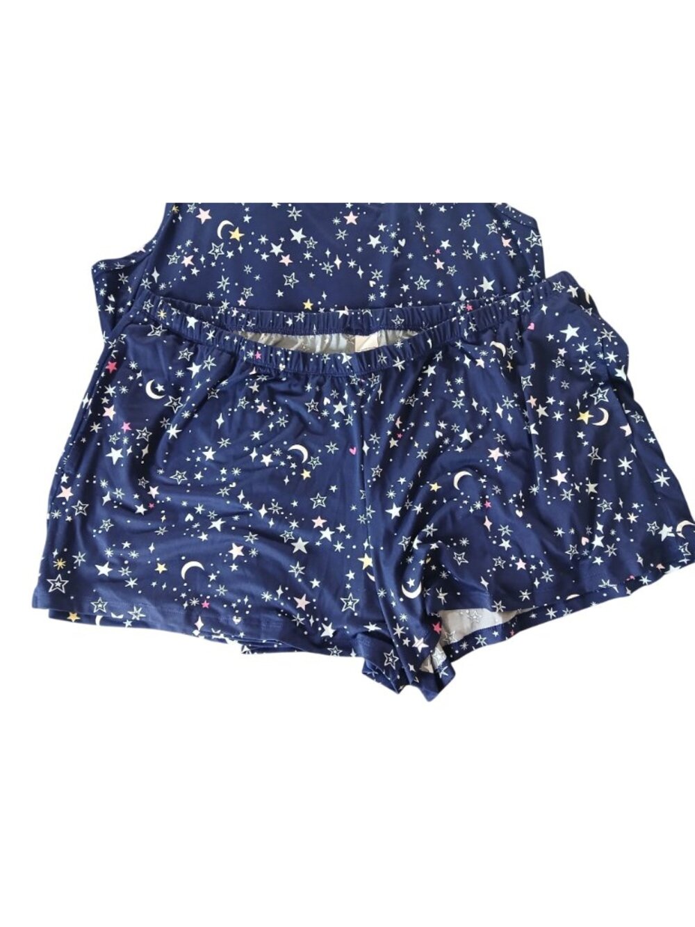 JoySpun Womens Celestial Blue Moon Stars Pajama Set Sleeveless Top Shorts Sz 3X - Picture 4 of 11